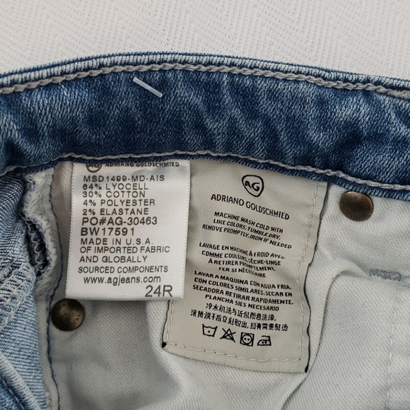 AG Adriano Goldschmied mid rise light wash Destroyed ankle jeans size 24 - Picture 5 of 7